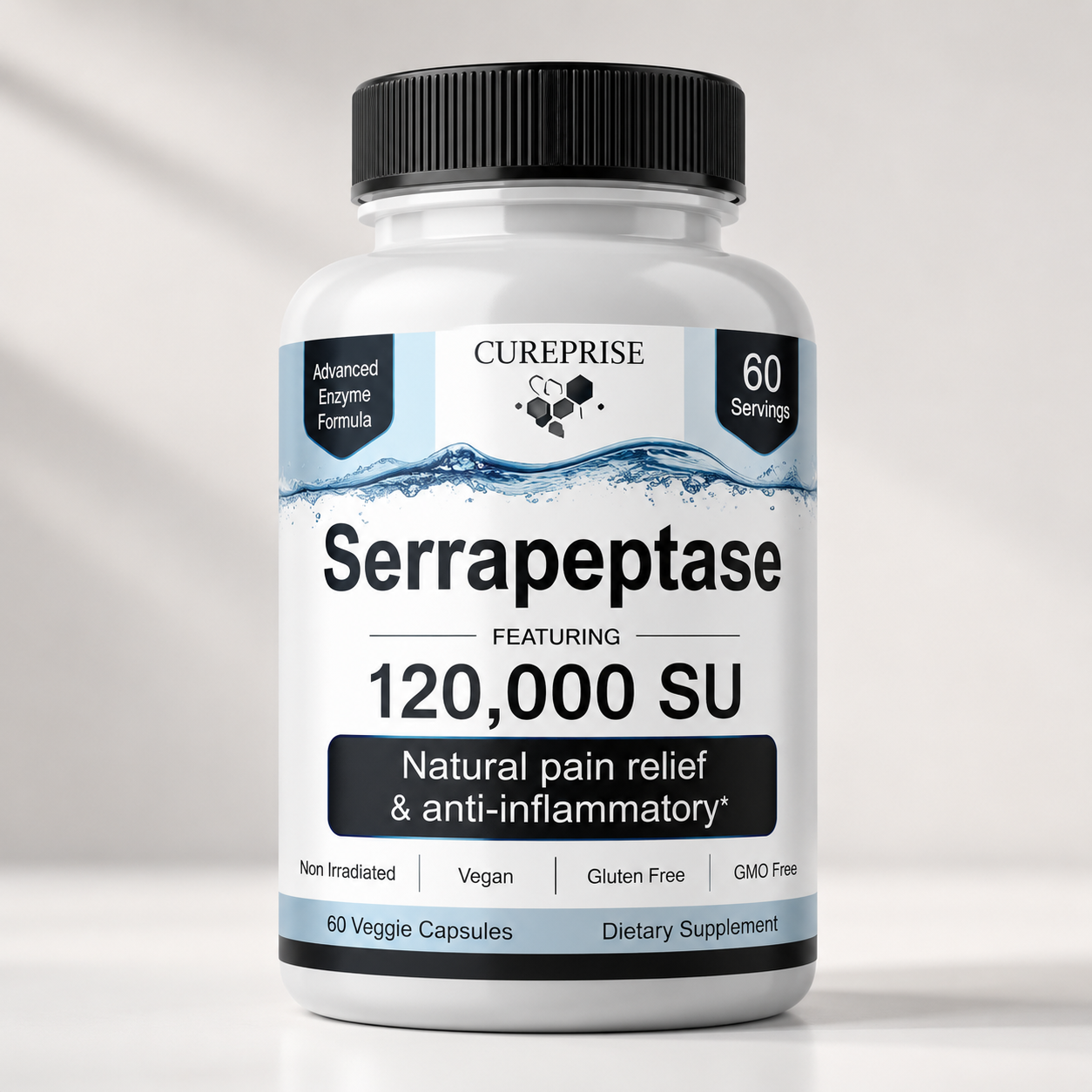 Serrapeptase 120000 SU Cureprise complément enzymatique premium