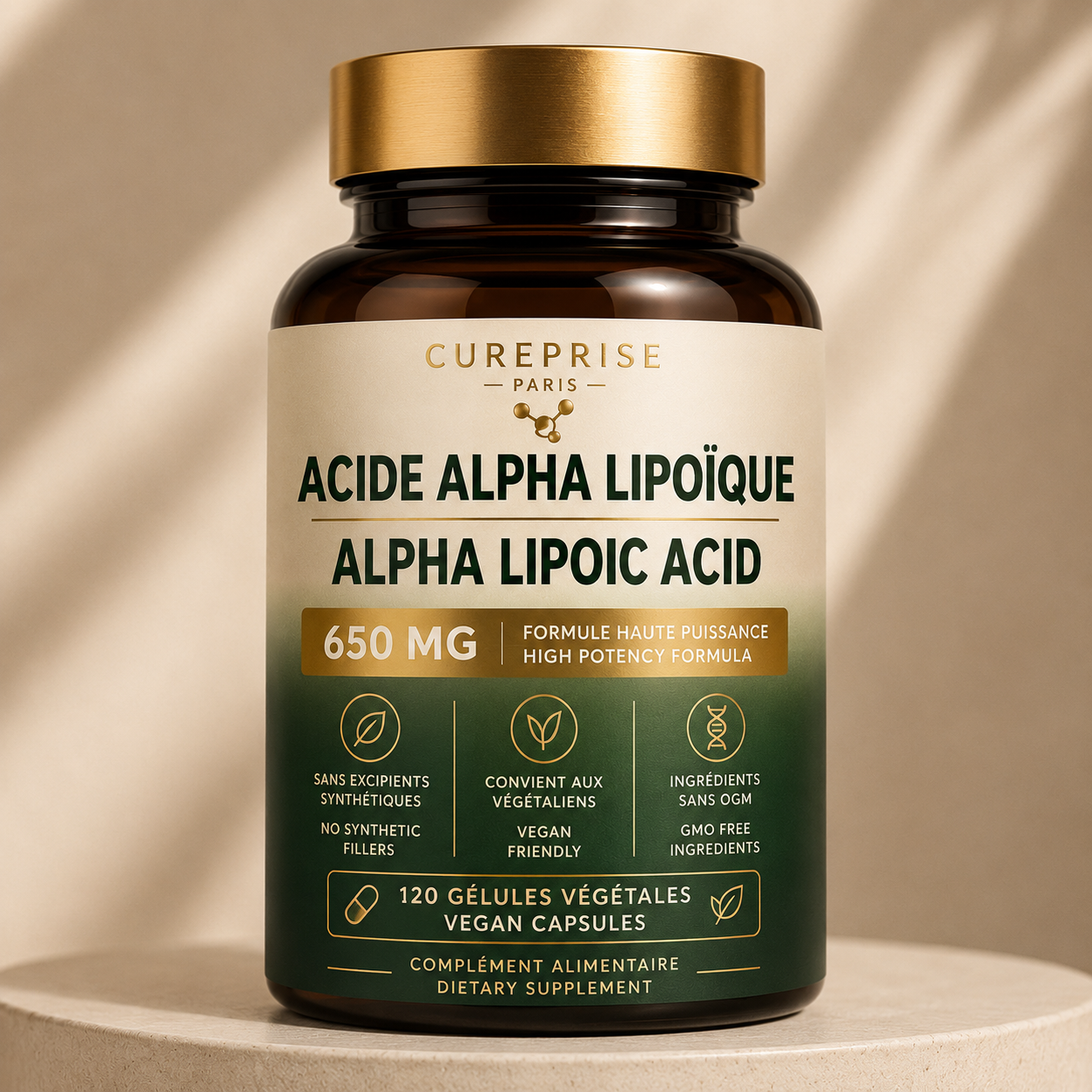 Acide Alpha Lipoïque Alpha Lipoic Acid 650 MG CUREPRISE 120 gélules végétales
