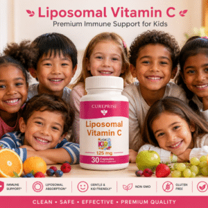 Liposomal Vitamin C Kids Cureprise avec enfants multiculturels souriants