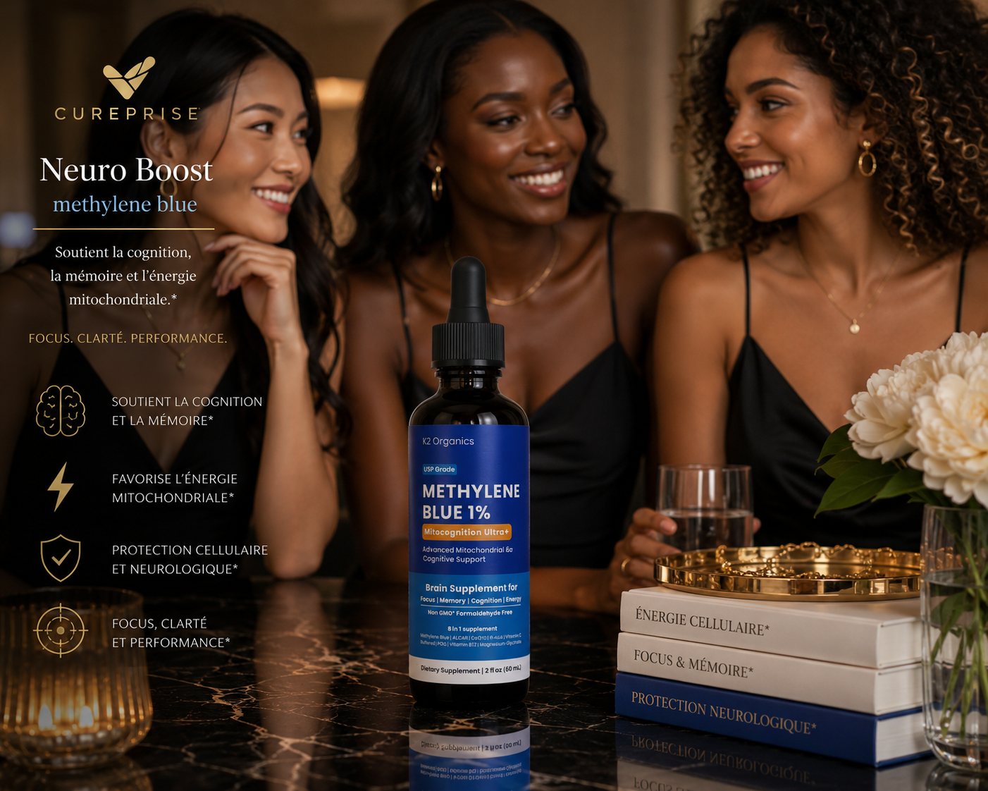 methylene blue cureprise femmes élégantes focus mémoire énergie mitochondriale