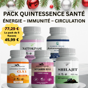 Nattokinase 100 mg + Astaxanthine + Vitamine C Liposomale CLX1+Vitamine B12+ Shilajit