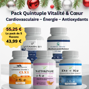 Vitamine B1 + Astaxanthine + Vitamine C Liposomale CLX1 +Nattokinase 100 mg+ Vitamine d3+k2