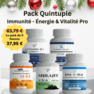 Vitamine B1 + Astaxanthine +Vitamine C Liposomale CLX1 + Shilajit +  Vitamines D3 + K2