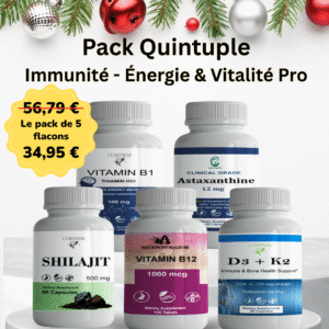 Vitamine B1 + Astaxanthine +Shilajit + Vitamine B12 + Vitamines D3 + K2