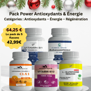 Vitamine B1 + Astaxanthine + Vitamine C Liposomale CLX1 + Vitamine B12 + L-Glutathion 500 mg