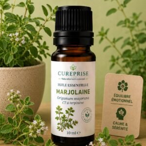 Flacon d’huile essentielle de Marjolaine Cureprise pour l’équilibre émotionnel