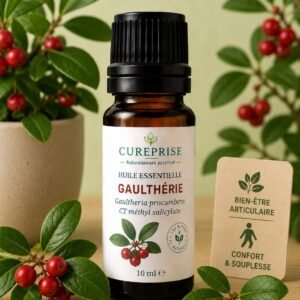 Flacon d’huile essentielle de Gaulthérie Cureprise pour le confort articulaire