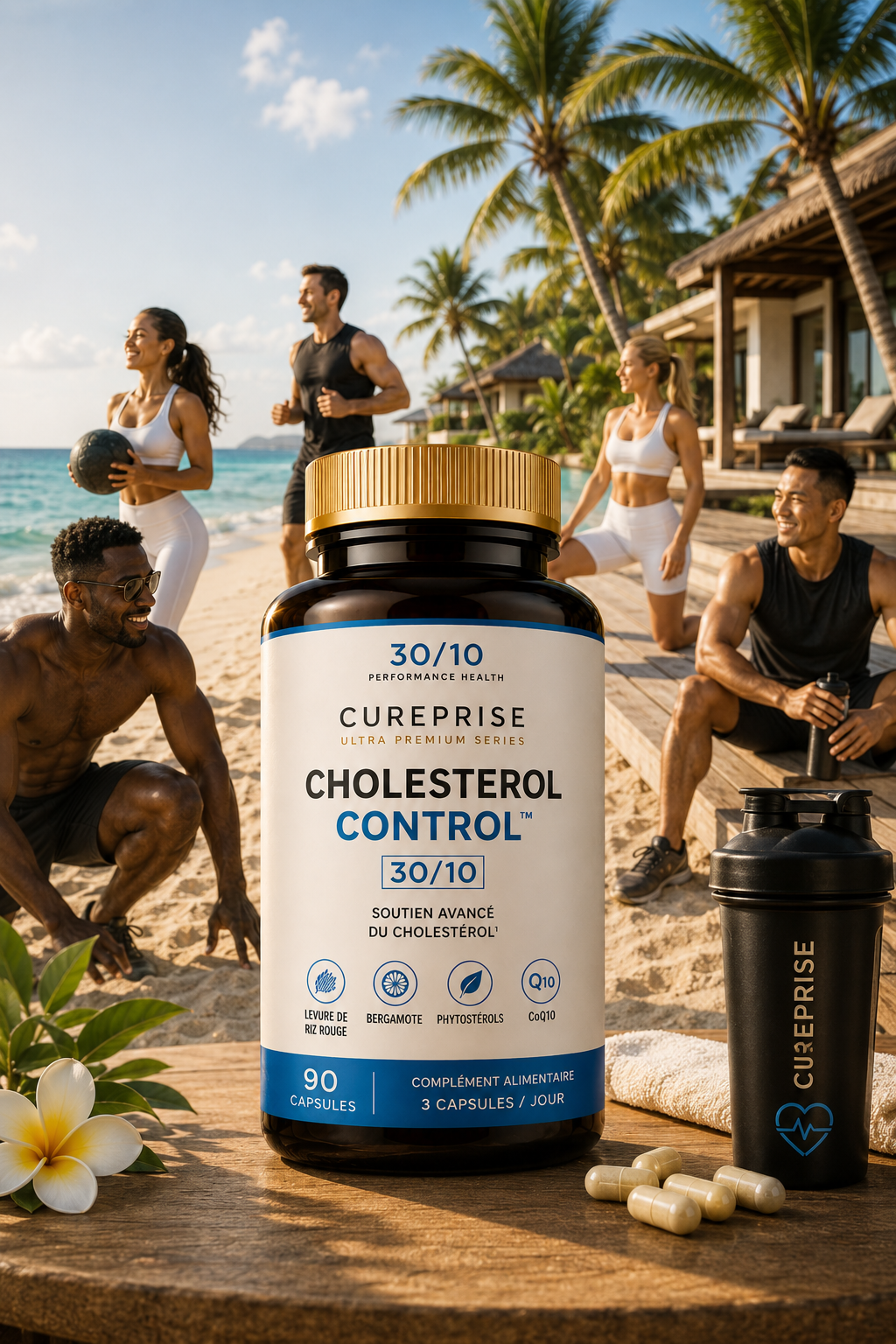 Cholesterol Control CUREPRISE complément alimentaire cholestérol naturel sportifs plage luxe