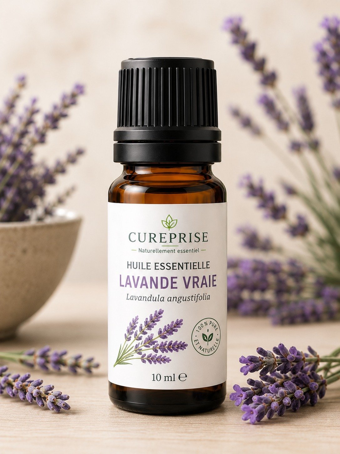 Flacon d’huile essentielle lavande vraie 10ml Cureprise
