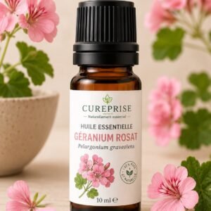 Flacon d’huile essentielle géranium rosat 10ml Cureprise