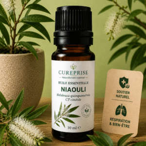 Flacon d’huile essentielle de Niaouli Cureprise pour le bien-être respiratoire