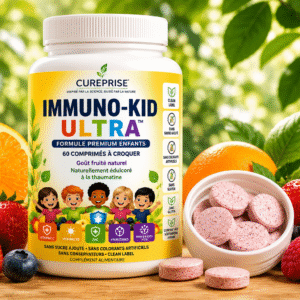 IMMUNO-KID ULTRA™ 60 comprimés à croquer avec fruits frais et comprimés visibles – Complément alimentaire premium pour enfants CUREPRISE