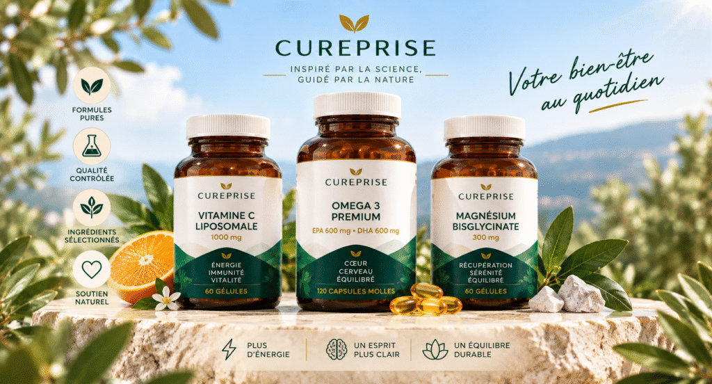 Pack Bien-être Premium CUREPRISE avec vitamine C liposomale CLX1, Oméga 3 Premium et magnésium bisglycinate